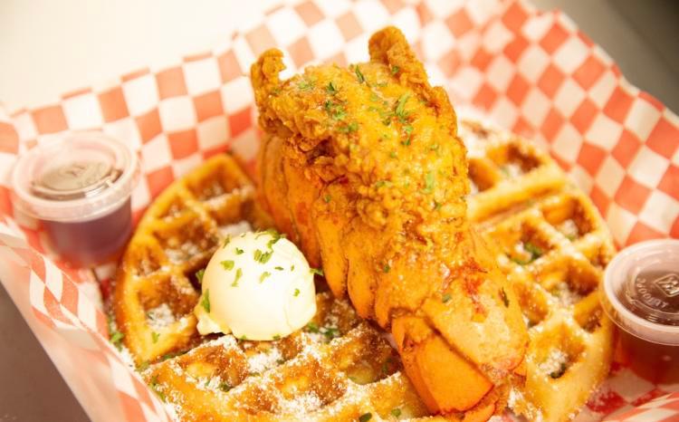 Fried Lobster and Waffle · 5/6oz lobster tail with waffle 