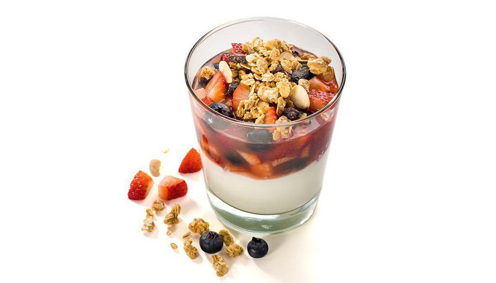 Yogurt|Yogurt Parfait AZ · Yogurt topped with strawberries and blueberries, with a side of granola. 390 Calories 