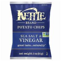 Sides (Chips, Popcorn & Cookies)|Kettle Chips - Sea Salt and Vinegar · The perfect balance of zesty sea salt, a hint of tongue-puckering vinegar and satisfying cru...