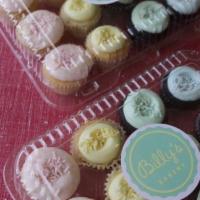 Mini Traditional Cupcakes, Dz · 6 Yellow Daisy mini cupcakes + 6 Chocolate mini cupcakes frosted with Vanilla & Chocolate bu...