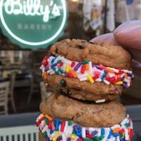 Sprinkle Cookie Sandwich · Chocolate Chip Cookie w/Vanilla Buttercream rolled in Assorted Sprinkles