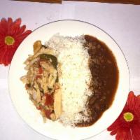 Bacalao Guisado Lunch · Codfish stew. Rice beans