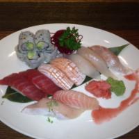 Sushi Deluxe · 9 piece of sushi, California or tuna roll. Served with soup or salad. 