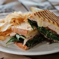 Grilled Gobbler · Turkey, provolone, mixed greens, tomato, mayo, and mustard grilled on sourdough.