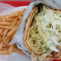 10. Chicken Gyro Special · Served with fries and soda.