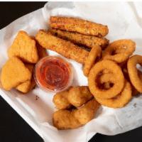 Mozzarella Sticks · Mozzarella cheese that has been coated and fried. (6)