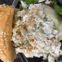 Crab Burger · Made with fresh natural ground beef and lump crab meat