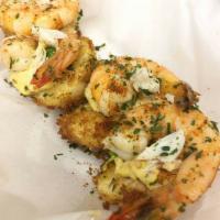Deep Fried Seafood Deviled Eggs - · 4 deviled eggs with shrimp, lump crab meat and other wonderful ingredients.