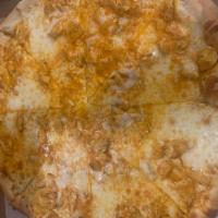 Buffalo Chicken Pizza · Grilled Buffalo chicken in sauce with blue cheese and mozzarella cheese.