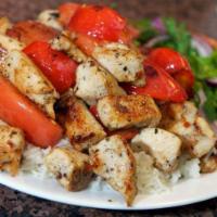 Chicken Kebab · Served with salad and french fries or rice. 