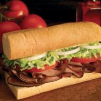 Roast Beef and Provolone Sub · With tomatoes, lettuce, onion, vinegar, oil and oregano. Served on freshly baked bread. 