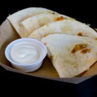 Kids Cheese Quesadilla · Cheese quesadilla served with lime crema. Vegetarian.