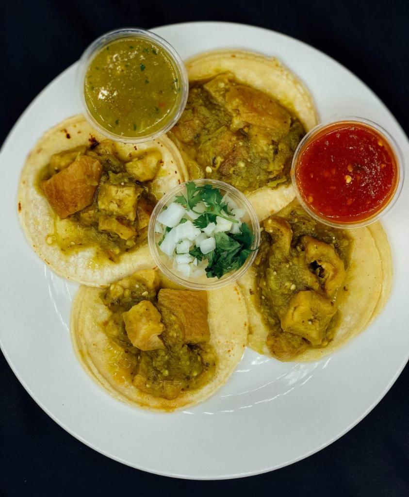 Chicharron Taco Order · 4 Tacos of the meat of your choice.