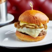 5 Napkin Burger · 10 oz. All Natural Beef, Imported Gruyere Cheese, Caramelized Onions & Rosemary-Garlic Aioli