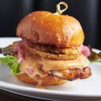 BBQ Grilled Chicken · BBQ Spiced All Natural Chicken Breast, Pepper Jack Cheese, Fried Green Tomatoes, Pickled Oni...
