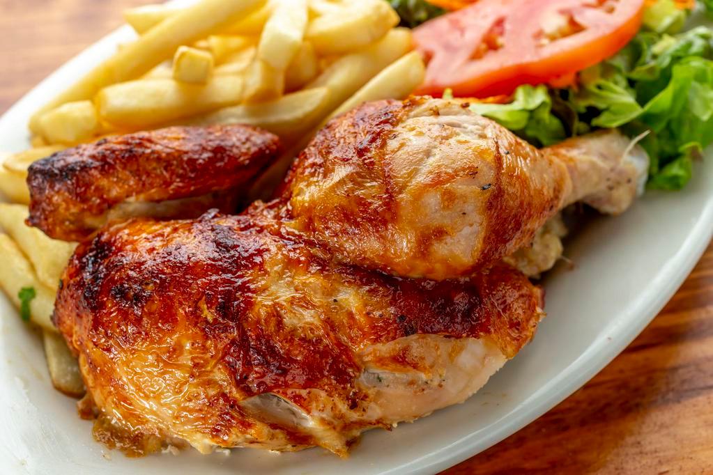 1/2 Chicken Combo · with white rice and beans or french fries and salad