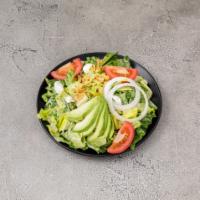 La Verde Salad · Romaine lettuce with avocado, tomatoes, onions, topped with goat cheese and roasted almonds ...