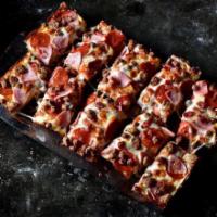 All Meaty Pizza · Pizza Sauce Base, Mozzarella Cheese, Pepperoni, Ham, Italian Sausage, Bacon, Ground Beef