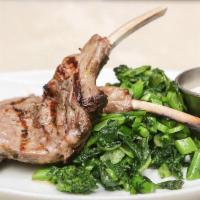 Australian Lamb Chops · Grilled Australian lamb chops (4pcs), served with tzaziki sauce ＆ broccoli rabe ＆ fingerling...