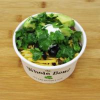 Bambino Bowl · A healthy mix of brown rice, black/red beans, fresh avocado, Tillamook cheddar, black olives...