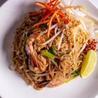 Pad Thai · Stir fried rice noodle, egg, bean sprout, peanut and scallion.