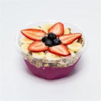 Hawaiian Bowl · Organic pitaya, pomegranate juice, strawberries and bananas. Topped with granola, coconut, h...