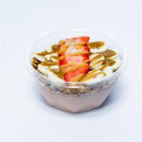 P-Nut Butter Crunch Bowl · Yogurt, peanut butter, strawberries and bananas. Topped with granola, bananas, strawberries ...