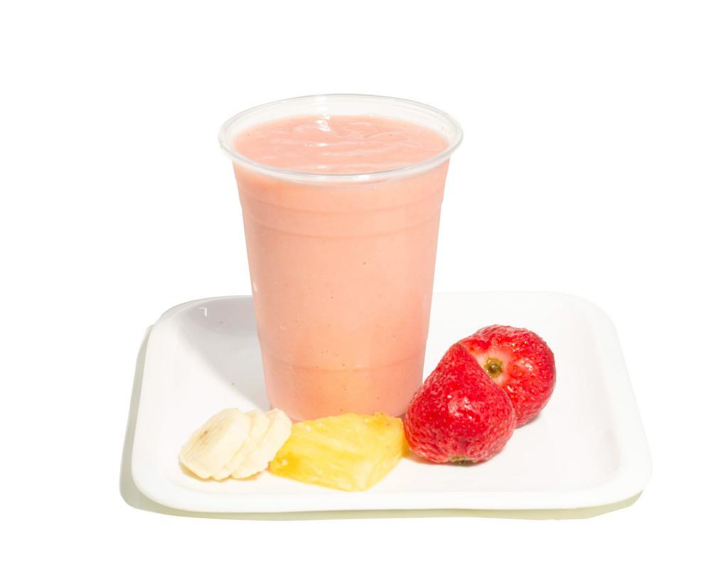 1. Tropical Twist Smoothie · Strawberry, banana, apple, pineapple, coconut water, almond milk.