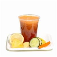 13. King Soloman Juice · Carrot, cucumber, pineapple, orange, lemon, ginger.