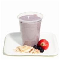 18. P B and J · Oats, banana, peanut butter, peanuts, cinnamon, strawberry or blueberry, almond milk.