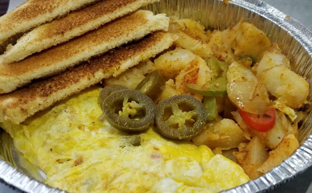 6. Mexican Omelet · Served with hot peppers, tomato,onion
