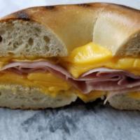 Bagel with Grilled Cheese and Ham · 