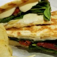 5. Meatless Panini · Fresh mozzarella, basil, spinach, sun dried tomato and balsamic.