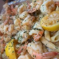 Shrimp Scampi · Garlic, butter and white wine sauce.