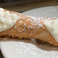 Cannoli · Light Italian pastry shell stuffed with sweet ricotta and chocolate chips. Sprinkled with po...