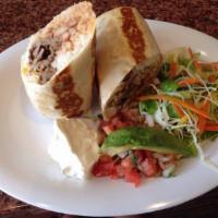 Carne Burrito · Beef. Served with rice and beans.