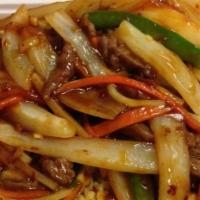 169. Hot & Spicy Beef · Served with white or brown rice. Hot and spicy.