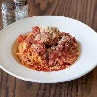 Pasta with Meatballs · Served with salad and bread.