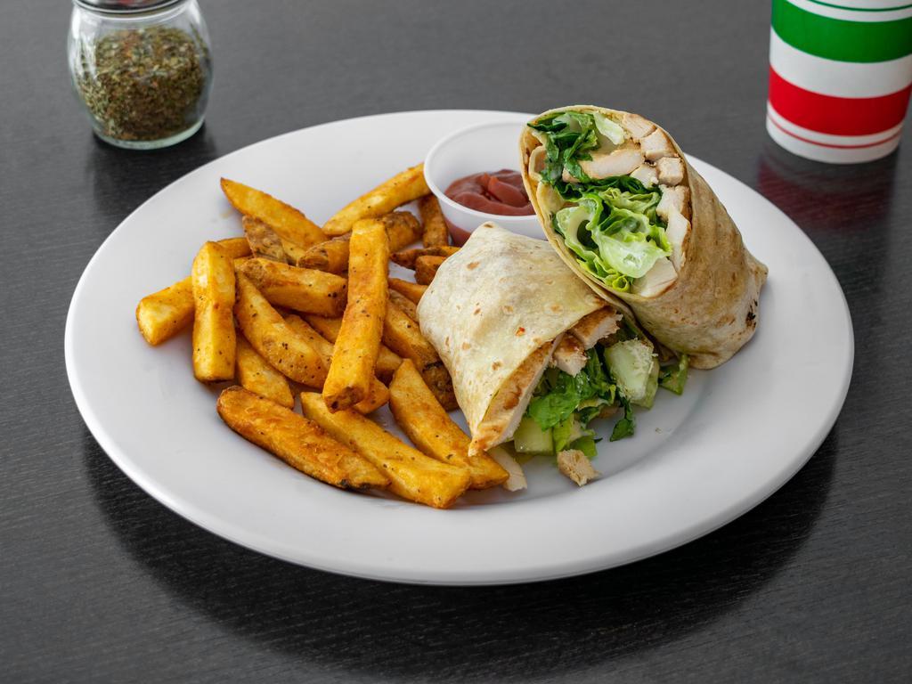Grilled Chicken Caesar Wrap · Wrap made with a mix of Caesar dressing and grilled chicken.