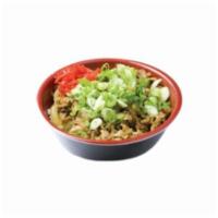 Pork Ginger Don · Sweet and savory pork over white or brown rice. Topped with scallions and pickled red ginger.