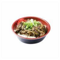 Gyu Don · Thinly sliced American Wagyu Beef over white or brown rice. Topped with scallions and pickle...