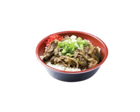 Gyu Don · Thinly sliced American Wagyu Beef over white or brown rice. Topped with scallions and pickled red ginger. 