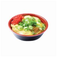 Chicken Katsu Don · Chicken katsu and simmered egg over white or brown rice. Topped with scallions and pickled r...
