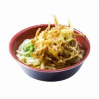 Kakiage · Udon or Soba noodles with broth and a deep-fried Japanese-style vegetable and shrimp fritter...