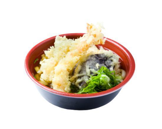 Tempura · Udon or soba noodles with broth and a mix of shrimp and vegetable tempura. Topped with scallions.