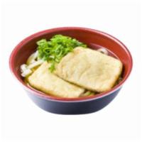Kitsune · Udon or soba noodles with broth and deep-fried tofu (abuurage). Topped with scallions.