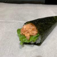 Spicy Salmon Hand Roll · Temaki. Stuffed cone-shaped seaweed.