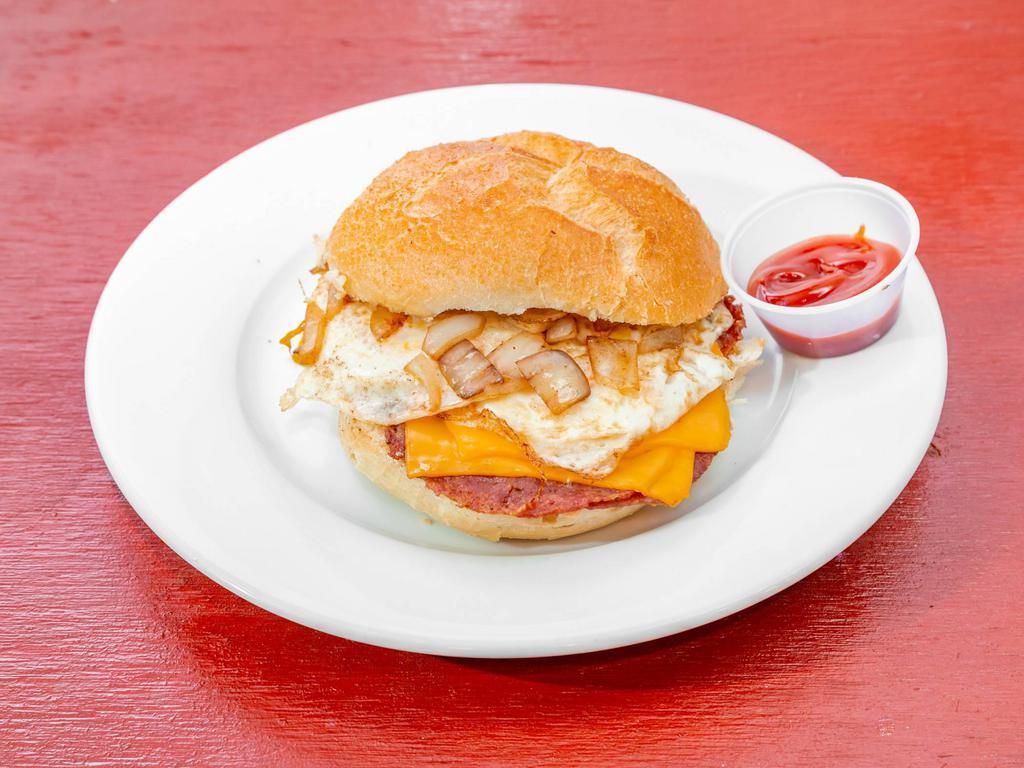 Genoa and Egg · Genoa salami, eggs your style, lettuce, American cheese, and onions on a roll.