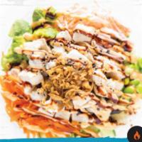The Shaka Bowl · A top-rated menu item. Chicken, edamame, carrots, avocado, green onion, cucumber, crab stick...