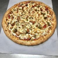 Chicken Fajita Pizza · Grilled marinated chicken breast, fresh tomatoes, fresh green peppers, fresh onions and jala...